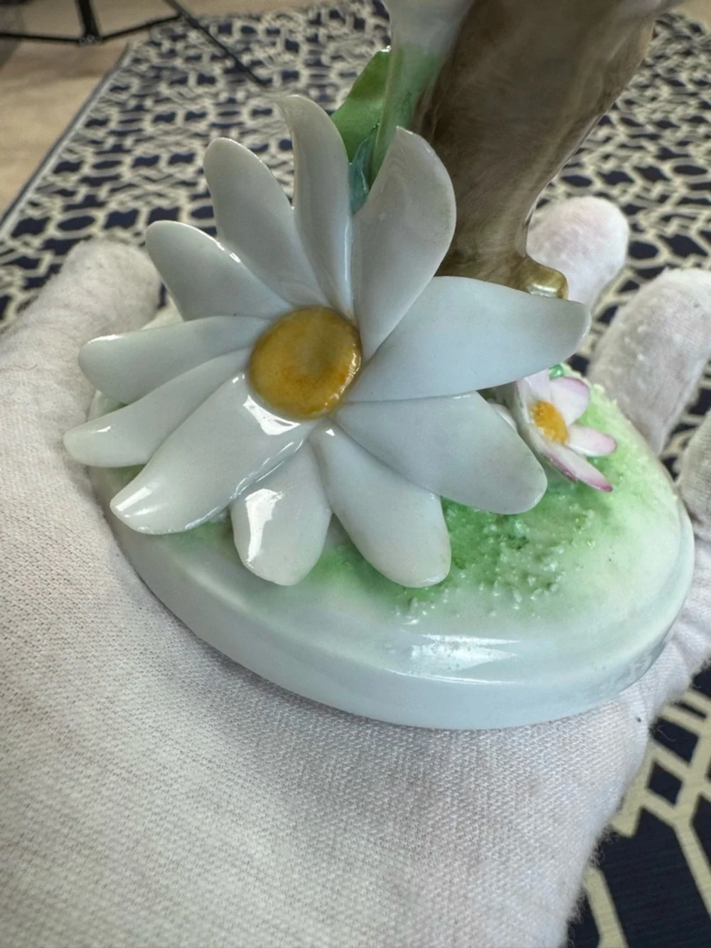 Herend Hungary Handpainted Porcelain Butterfly & Daisy Figurine Floral Vintage